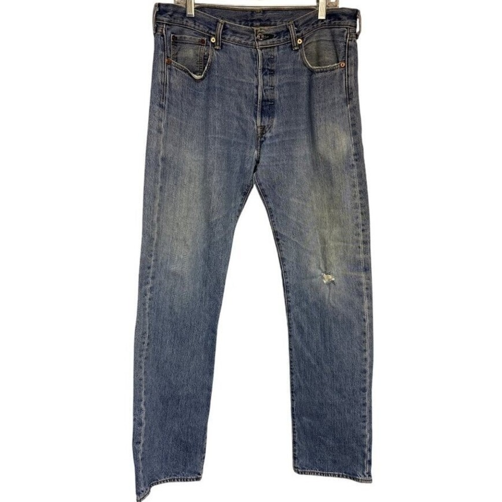 Levis 501 Original Fit Mens Medium Wash Straight Leg Button Fly Jeans 34x34